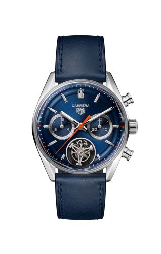 TAG Heuer Carrera Chronograph Tourbillon Glass Box Stainless Steel / Blue